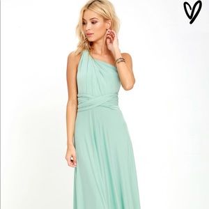 Lulus Tricks of the Trade sage maxi dress Medium